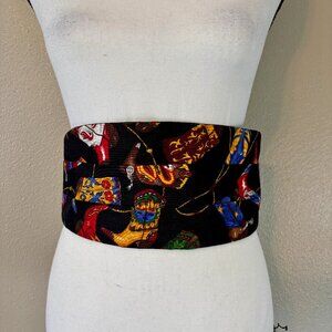 Quirky Cute Black Western Cummerbund w/ Bright & Colorful Cowboy‎ Boots 29-40